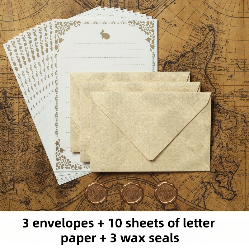 Wax Seal Stamp Set - 16 Buah Amplop Linen Antik Set