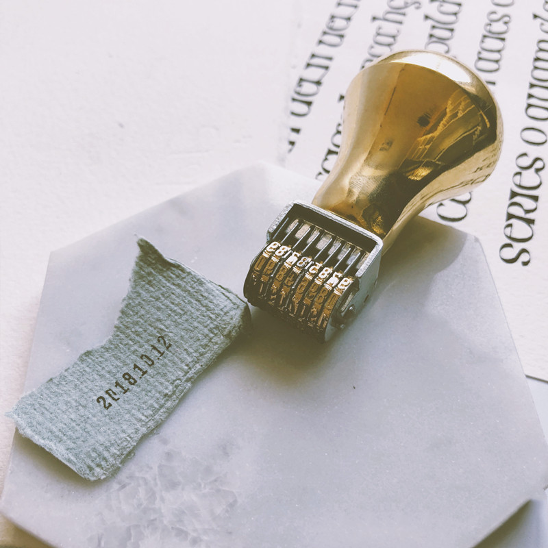 Rubber Date Stamp - Retro Roller Cap Tanggal Logam Tembaga