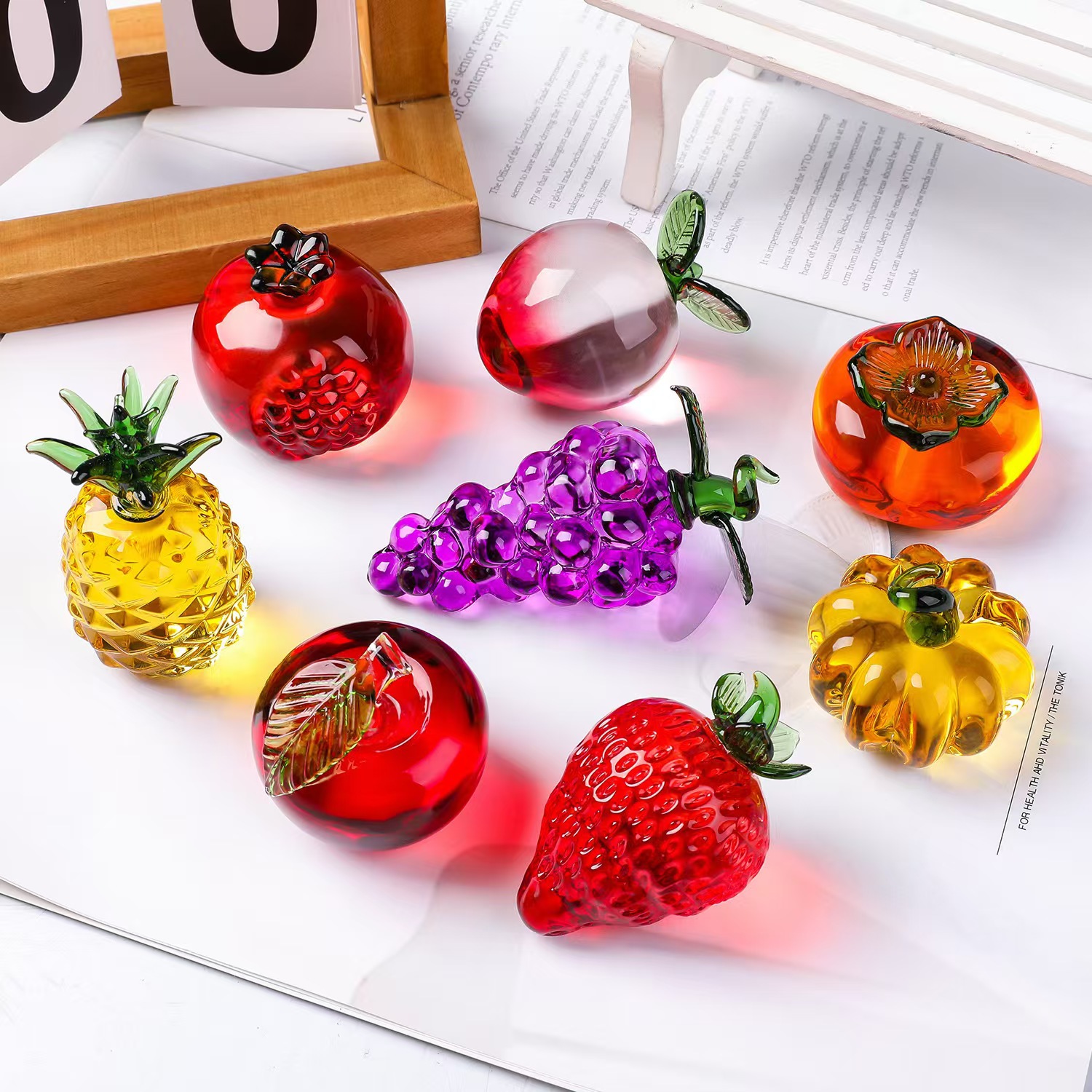 Paper Weight Crystal - Penahan Kertas Buah Kristal dengan Batu
