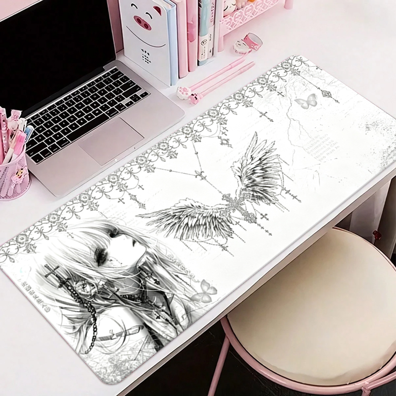 Leather Desk Pad - Alas Mouse Kulit Hitam Putih Estetika