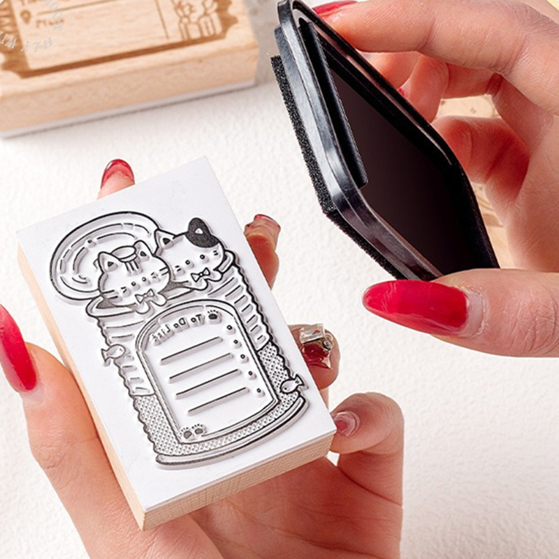 Stempel Karet Kayu Kucing Lucu - Rubber Date Stamp ulasan dan harga