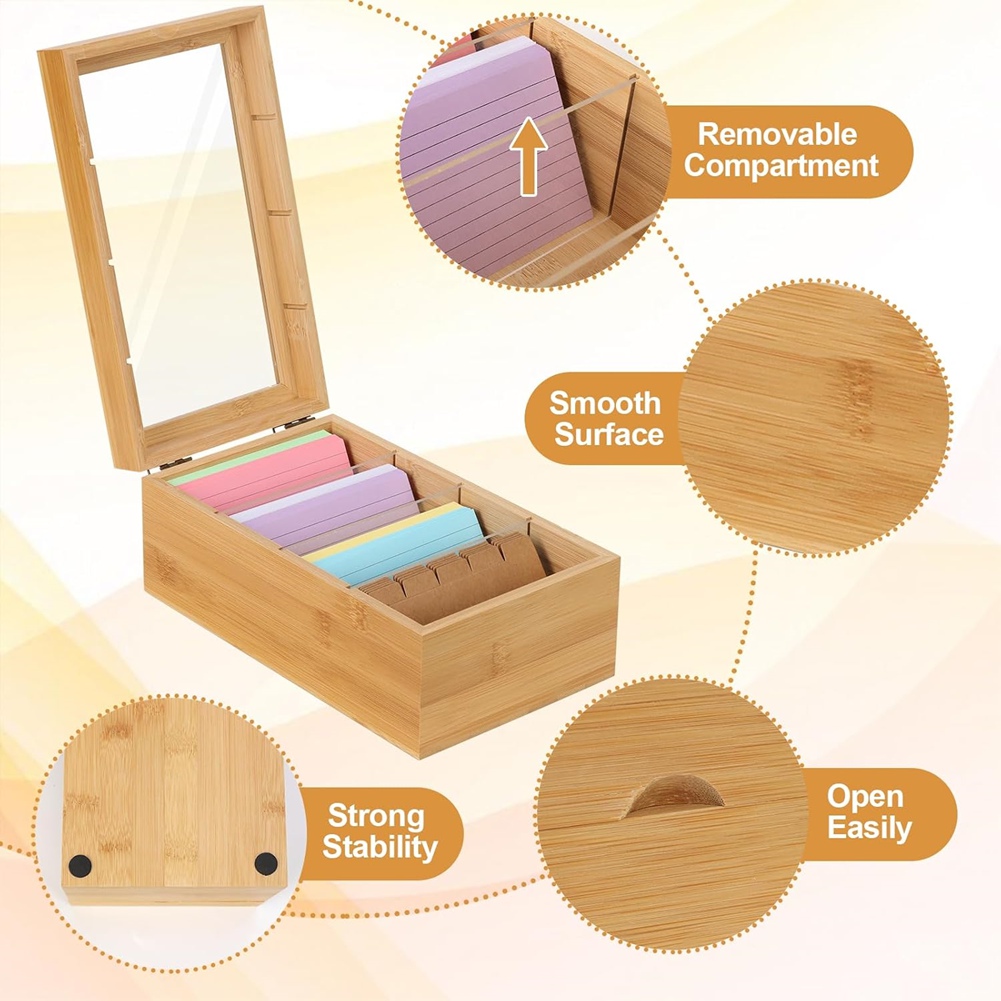 ABUA Bamboo Bamboo Index Card  - Card Index Box ulasan dan harga